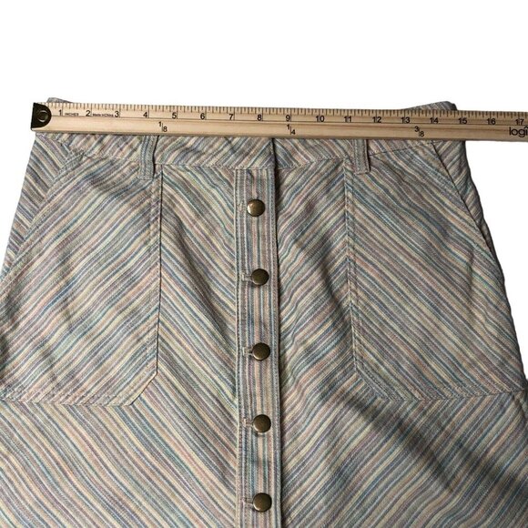 Pilcro and the Letterpress Colorful Striped Button Down Front Skirt Size 10 - Picture 8 of 9